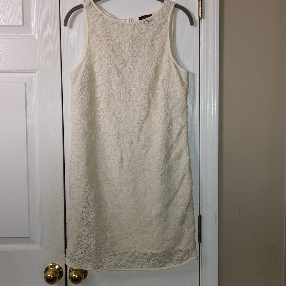 The Limited Brand Dress Ivory Crochet Sleeveless Midi Lined Dress Sz 6 EUC